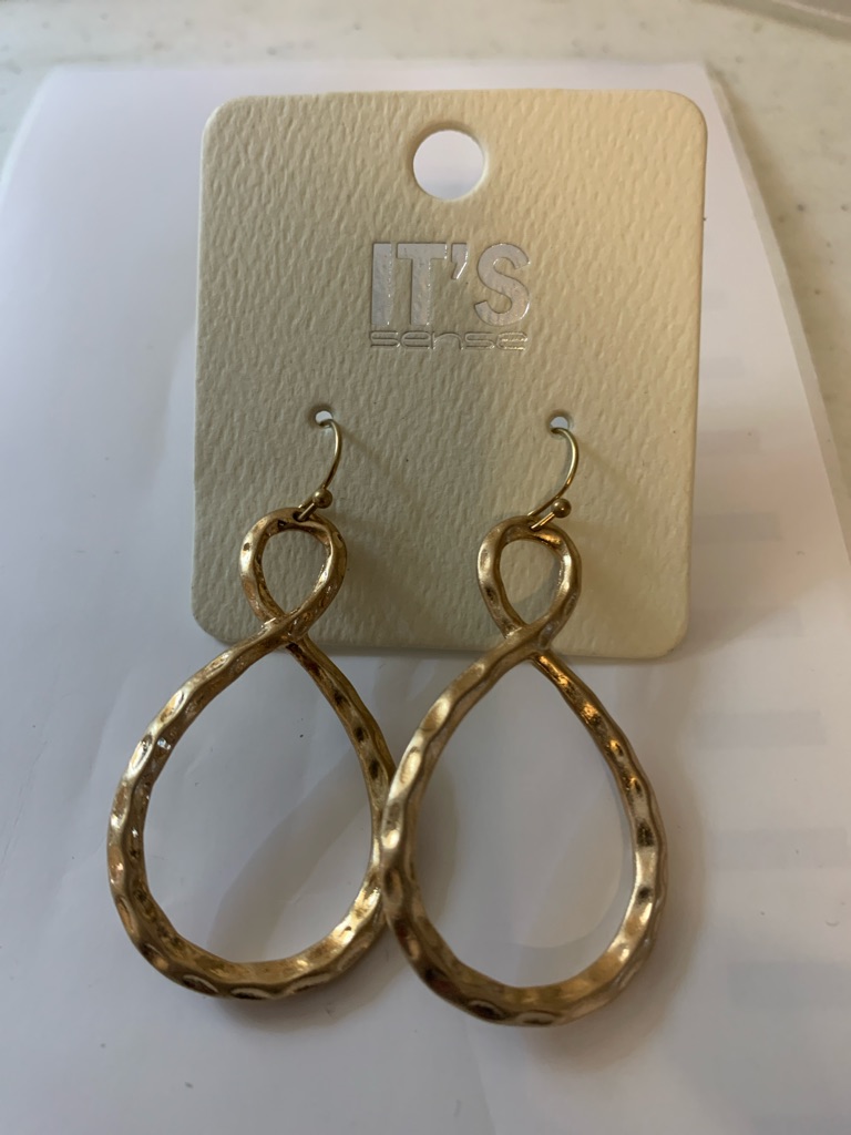 Gold Textured Loop Drop Earrings